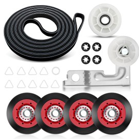 4392067 Dryer Repair Kit & W10837240 Dryer Idler Pulley With Bracket Replaces For Whirlpool Cabrio Duet, Kenmore, Maytag Bravos XL Dryer 661570 Dryer Belt, 279640 Idler Pulley, WPW10314173 Drum Roller