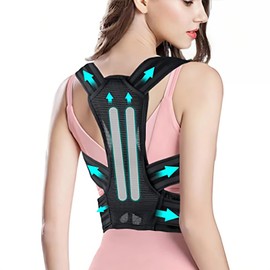 Adjustable Posture Corrector for Women – Back Brace for Hunchback & Spine Alignment, Shoulder Support – Improves Sitting & Standing Posture (Black, Medium)