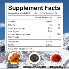 Shilajit Honey Sticks for Men & Women, Pure Himalayan Shilajit with Organic Honey, 85+ Trace Minerals & 75%+ Fulvic Acid for Energy Boost & Immune Support, 30 Sticks