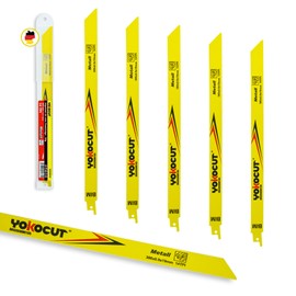 YOKOCUT Reciprocating Saw Blades Set 300 mm 14TPI Suitable for Heavy Metal Cutting M42 BIM Reciprocating Saw Blades Metal Demolition 5 Pieces
