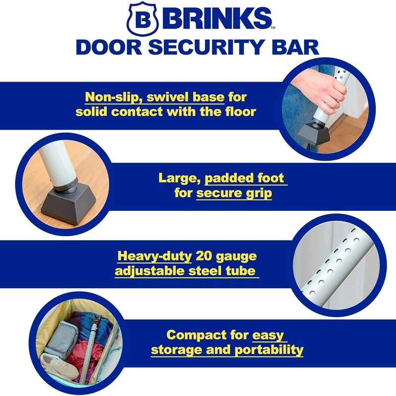 BRINKS Door Security Bar - Adjustable Brinks Door Security Bar