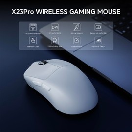 EWEADN X23Pro Wireless Gaming Mouse, 2.4G/BT5.0/USB-C Esports Gaming Mouse, 800mAh Rechargeable Lightweight Mouse Gaming, 12000 DPI Wireless Mouse with 6 Programmable Buttons,For Laptop/PC/Mac, White