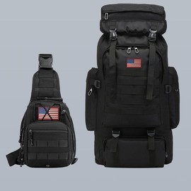 Jumahe 80L Large Capacity Tactical Camouflage Emergency Escape Backpack with a sling bag,Waterproof and Wear-resistant,Emergency Survival Bag,Perfect for Camping Hiking Traveling,Tactical Gear for Men,Survival Gear,Hunt Accessories,Valentine's Day Gift -