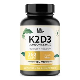 Vitamina D3 K2 360 Cápsulas Vitamina D3 y Vitamina K2 | LIFE360+