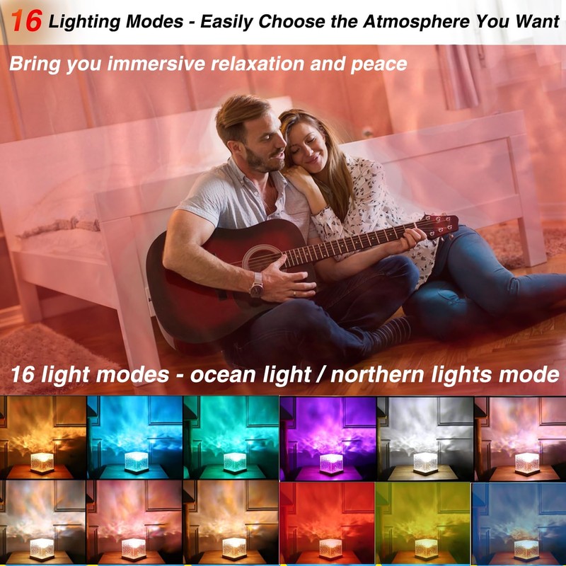 Baibaiba Ocean Wave Projector Light Cordless - Battery Operated Under