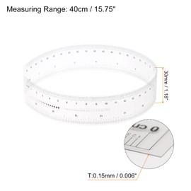 HARFINGTON Film Flexible Ruler 16 Inch 0.5mm Scale PET Plastic Covered Folding Straight Ruler Calibration Measuring Tool for Factory, Transparent