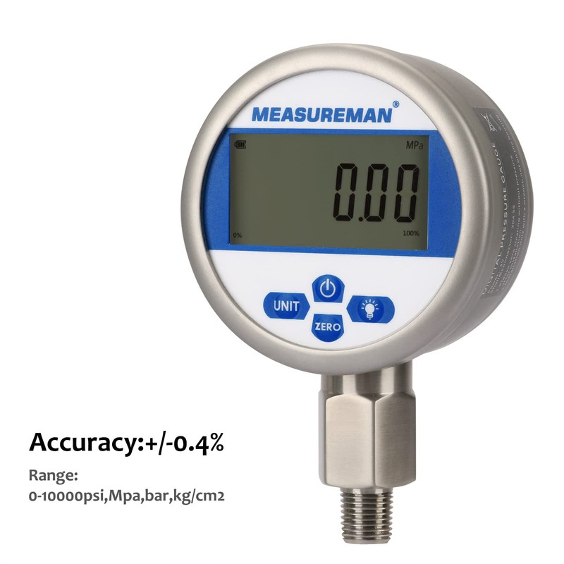 MEASUREMAN 3-1/8" dial, Digital Hydraulic Industrial Precision Pressure Gauge with