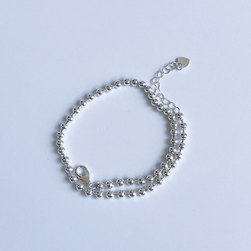 Silver 925 3mm ball chain layered 925 silver silver anklet