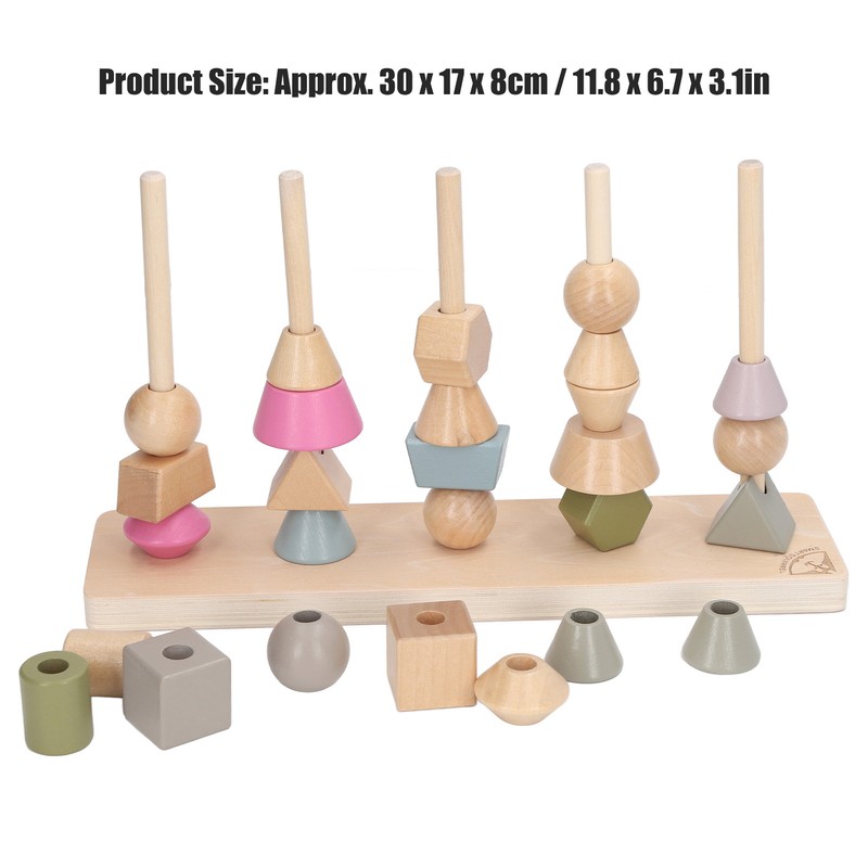 Stack Matching Set Educational Wood with 10 Cards Geometric Shape
