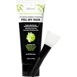 Ebanel Charcoal Peel Off Face Mask Applicator Set, Deep Pore Cleansing Minimizer Blackhead Remover with Niacinamide, Hyaluronic Acid, Vitamin C, Green