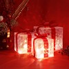 Set of 3 LED Lighted Boxes with Red Bows, Warm