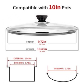 10 Inch Pan Lid, 10 Inch Frying Pan Lids, Tempered Glass Cast Iron Lid for Skillets, Fry Pan, Wok Pot (10 inch)