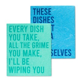 Abbott Collection Funny Text Dishcloths. Set of 2-6.5X8 L (84-ASD-AB-66)