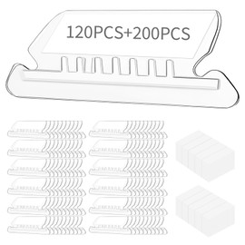 Reastar Hanging File Folder Tabs, 120 Pcs File Folder Tabs and 200 Pcs Inserts, File Tabs for Hanging Folders, Plastic Hanging Folder Tabs, Clear Hanging File Tabs for File Folders