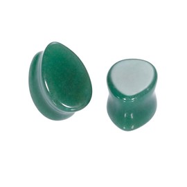 Decentraland 2 Pcs Stone Ear Gauges Green Earrings Teardrop Shape Stone Ear Gauges Plugs Jewelry 12mm(1/2")