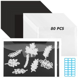 80 Pcs 6.5 x 9 Inch Magnetic Sheets for Dies Storage 0.6 mm Thickness Non-Adhesive Magnetic Sheets with Die Storage Bags, Die Cut Storage Essential Set (40 Pcs Sheets+40 Pcs Pockets+Label Stickers)