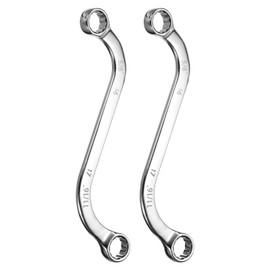 sourcing map 2pcs 5/8" x 11/16" 12-Point S-Style Box Wrench Double End S-Shaped Wrench Chrome Plated Alloy Steel S Box Wrenches for Home Auto Bike Repair Machine Maintenance, Silver