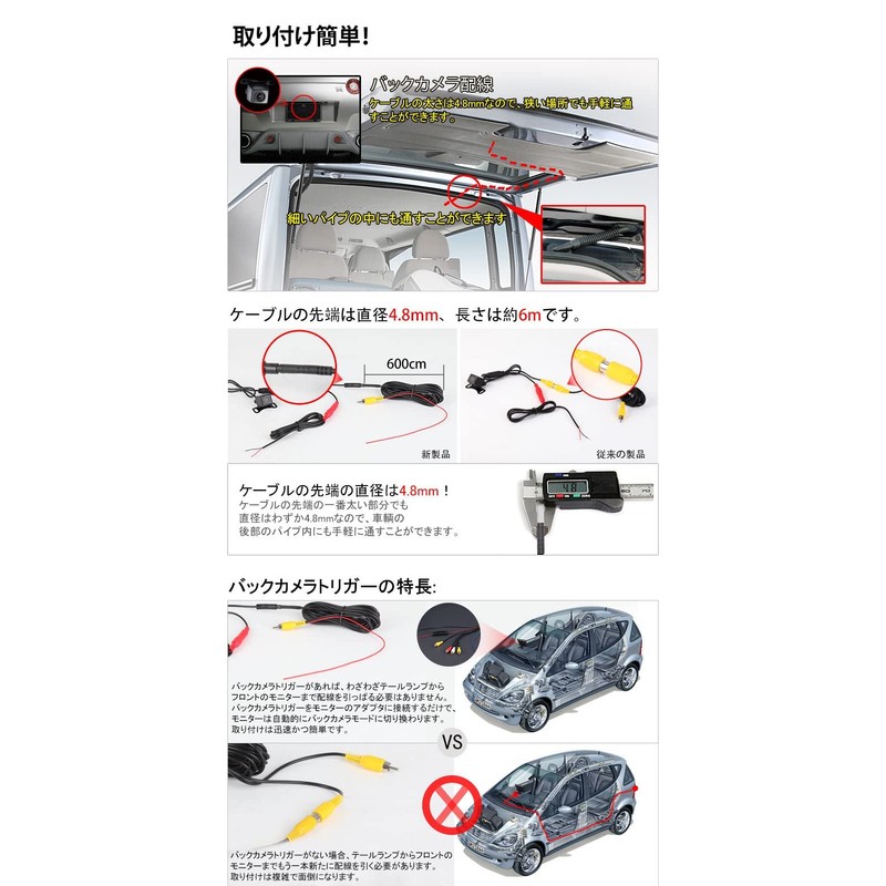 EONON(A0119N)●36万画素 高画質CMD 防水バックカメラ広角170° 夜でも見える！