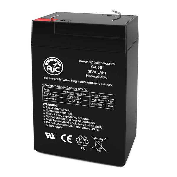 AJC Battery Compatible with Universal Power Group UB645 6V 4.5Ah Sealed Lead Acid Battery