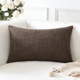 Artscope Linen Cushion Covers Set of 1 Decorative Lumbar Pillowcase Pillow Cover 12x20 Inch for Home Decor Sofa Bedroom Car 30x50cm Dark Brown