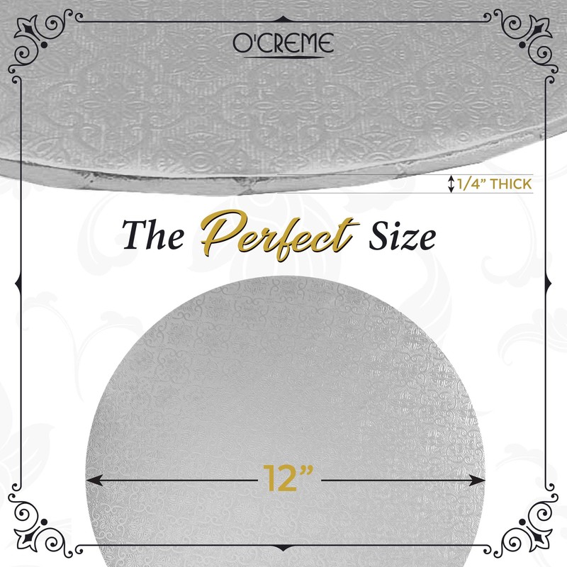 O'Creme Silver Wraparound Cake Pastry Round Drum Board 1/4 Inch