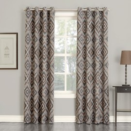 Sun Zero Dyson Global Medallion Print Grommet Curtain Panel,Stone Beige,50" x 84"