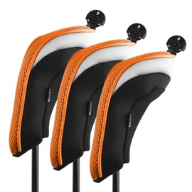 3 Pack Andux Golf Hybrid Club Head Covers Interchangeable No. Tag Black & Orange MT/hy07
