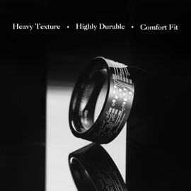 King Will 8mm Mens Tungsten Ring Black Wedding Band for Men Circuit Board Lasered Mens Fashion Jewelry Comfortable for Daily Wear 12