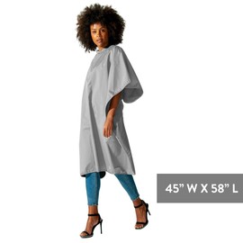 Betty Dain Hands-Free All-Purpose Bleach Proof Cape, 45" W x 58" L, Chemical, Color, Waterproof Polyester, Anti-static Nano Material, Machine Washable, Slate Grey