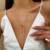 TseanYi Pearl Y Lariat Necklace Gold Pearl Y Shape Necklace