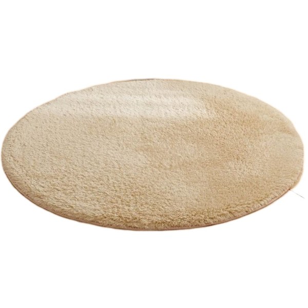 Plus Nao Rug, Center Rug, Round 31.5 inches (80 cm), Accent Rug, Carpet, Shaggy, Circle, Round, Solid, Interior, Camel