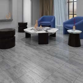 FunStick Grey Concrete Peel and Stick Floor Tile Bathroom Floor Tiles Waterproof Vinyl Flooring Peel and Stick Flooring Tiles for Bedroom Kitchen Laminate Flooring Sticky Tiles for Floor 12"x12" 5 Pcs