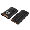 Crocodile Grain Faux Leather 3 Tube Cigar Travel Case Holder