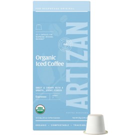 Artizan Coffee USDA Organic Espresso Capsules For Nespresso Original | Iced Coffee | 20 Compatible Compostable Pods