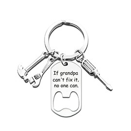 Gift Keychain for Grandpa Grandfather from Granddaughter Grandson Funny Grandpa Gifts Screwdriver Wrench Hammer Key Rings for Granddad Papa Father's Day Birthday Gifts