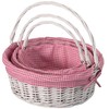 Traditional White Round Willow Gift Basket with Pink and White