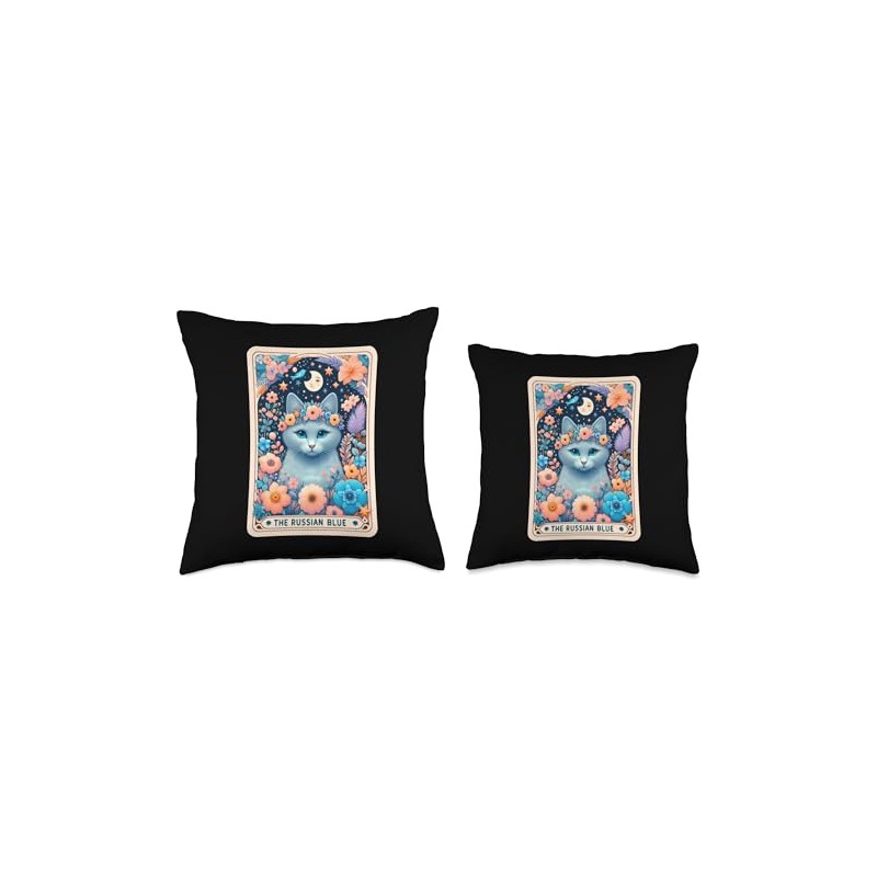Russian Blue Tarot Card Throw Pillow