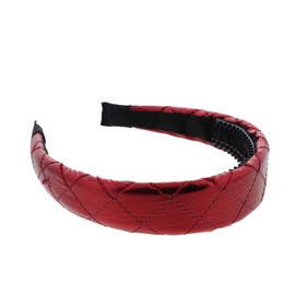 Motique Accessories Red Quilted Squares Headband Solid Hair band for Women and Girls
