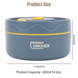 2Pcs 420ml/14.2oz Stainless Steel Thermal Lunch Box, Double Layer Insulated Food Container, Portable Bento Box for Office & School, Keeps Food Warm/Cold 2-3 Hours(Blue)