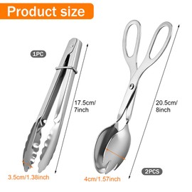 3‑Pack Stainless Steel Kitchen Serving Tongs for Buffet Party Catering