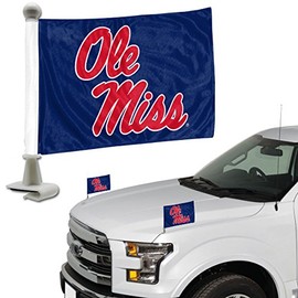 FANMATS 61916 Ole Miss Rebels Ambassador Car Flags - 2 Pack Mini Auto Flags, 4in X 6in, Perfect for Hood or Trunk