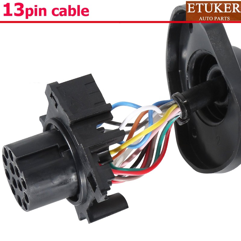 ETUKER 13-Pin Pre-Wired Towing Hitch Socket, Trailer Socket 13-Pin with
