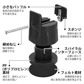 Umelee Table Legs, 2.6 - 3.5 inches (6.5 - 9 cm), Folding, Desk Height Adjustment, Table, Fits 2.0 inches (5 cm), Height Adjustment, Sofa & Bed, Kotatsu Feet for Raising Kotatsu Height, Load Capacity