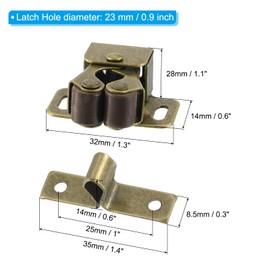 PATIKIL Cabinet Latch Double Roller Catch, 2 Pcs Stainless Steel Cabinet Door with Screws Spring Bead Hardware Latches with Spear Strike for Cupboard Wardrobe Pcs, Metallic
