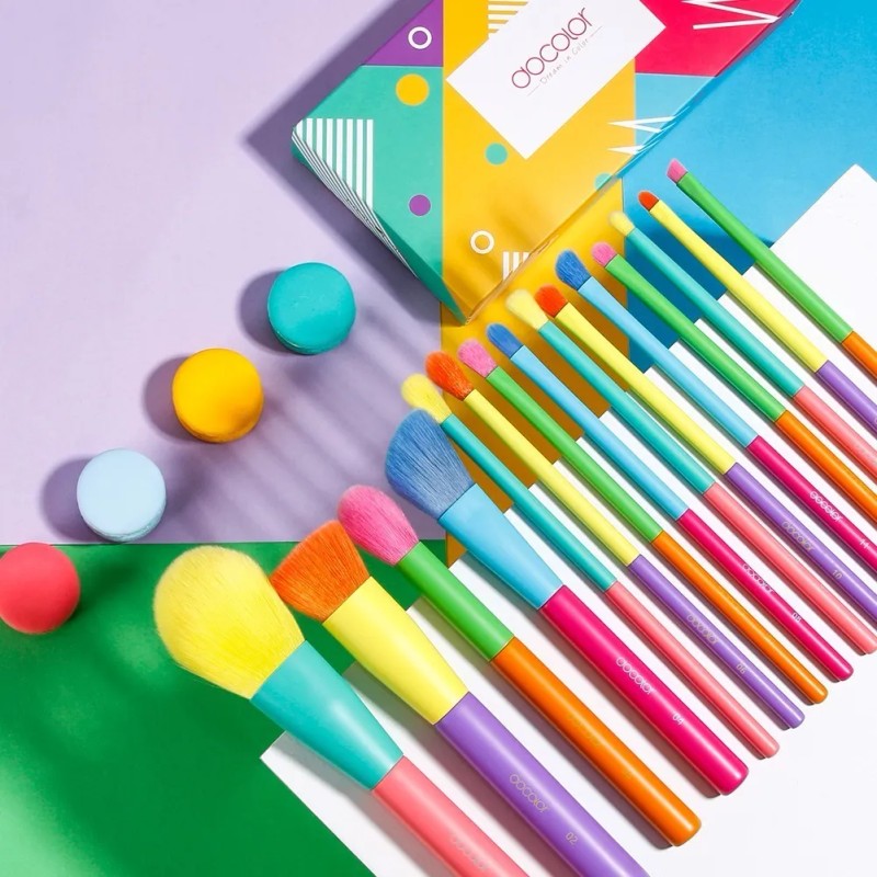 Brochas De Maquillaje Docolor Oficial, Juego De 15 Piezas