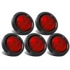 Partsam 5pcs 2 inch Red 4 LED Round Sealed Trailer