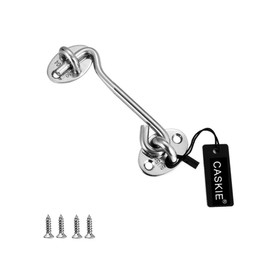 Storm Hook, Cabin Hook 304 Stainless Steel Helter Locking Door Lock for Doors Garage Door Window Silver (100 mm / 4 Inch)