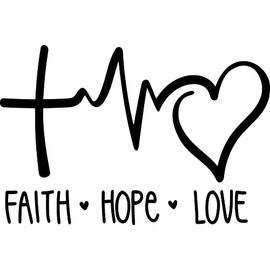 Faith Hope Love Heartbeat Religion Vinyl Decal Sticker for Car/Window/Wall (Black Gloss)