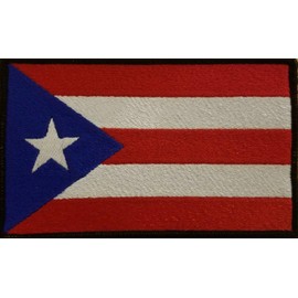 Puerto Rico Flag Embroidered Patch with Hook & Loop MC Biker Shoulder Boricua 5 x 3 Puerto Rican Emblem Black Border #9