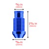 Blue 20 PCS M12x1.5 Lug Nuts Short 50mm Tuner Open